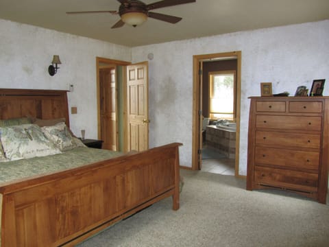 Master bedroom with king size tempurpedic bed. 