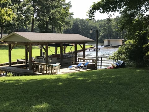 Nice dock for your jetski, boat or to launch the canoe or kayaks that we provide