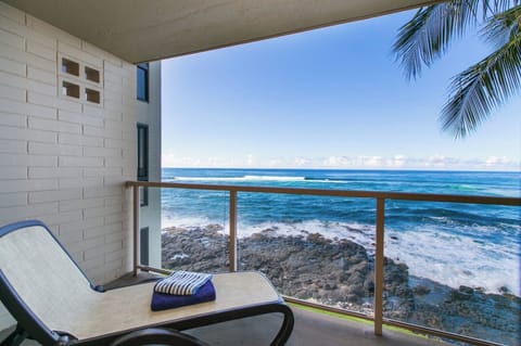 Enjoy your morning beverage with a  180-degree view of the ocean.