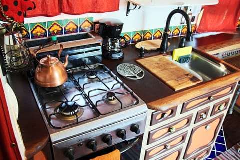 Fridge, oven, stovetop, coffee/tea maker