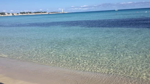 On the beach, sun loungers