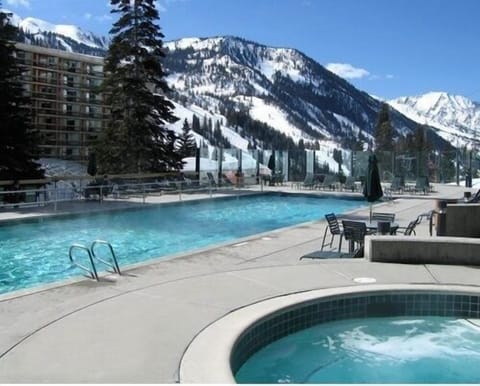 A rooftop pool, a heated pool