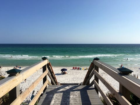 Beach nearby, sun loungers