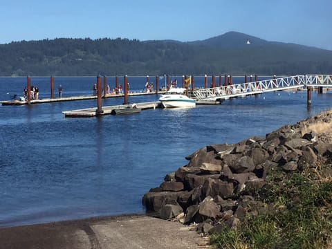 Waldport Marina where you can rent boats or crab off the docks. 