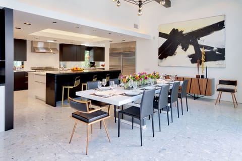 Dining/kitchen view. 72" SubZero Fridge/Freezer with dual ice makers