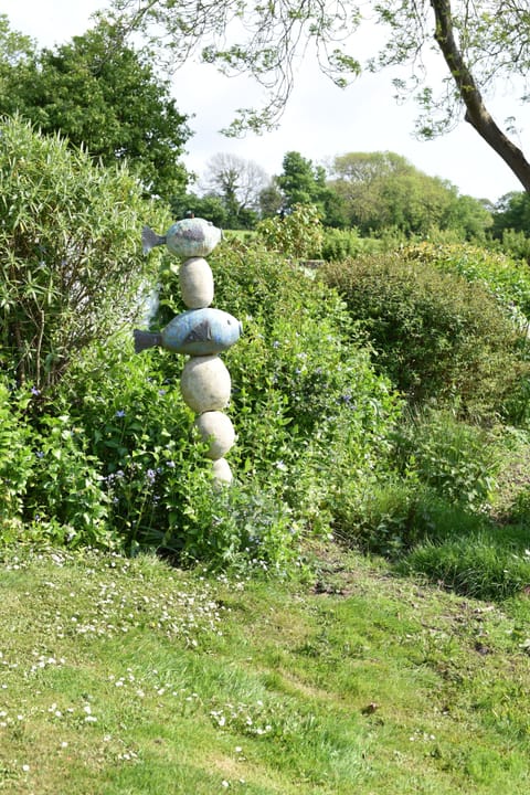Some homemade ceramics that you will find around the pond and in the barn.