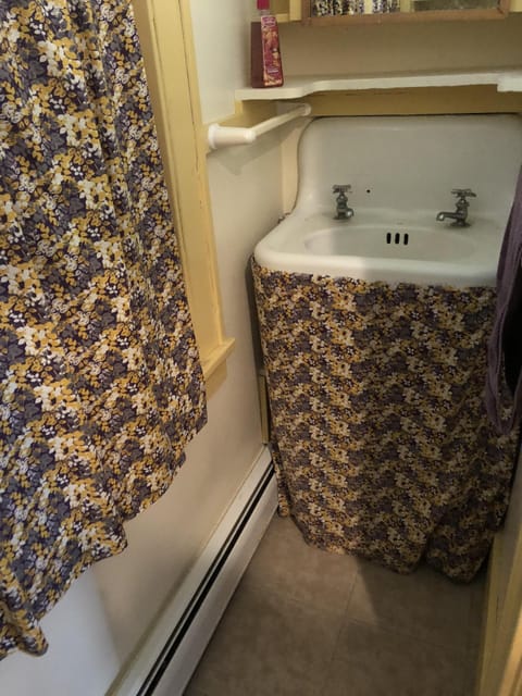 Combined shower/tub, towels, soap, toilet paper