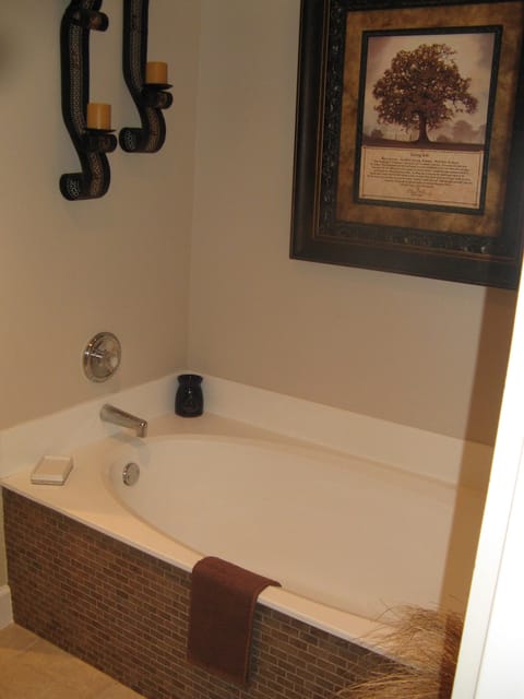 Combined shower/tub, hair dryer, towels