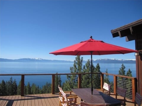 Large main deck with a pass-through window to the kitchen