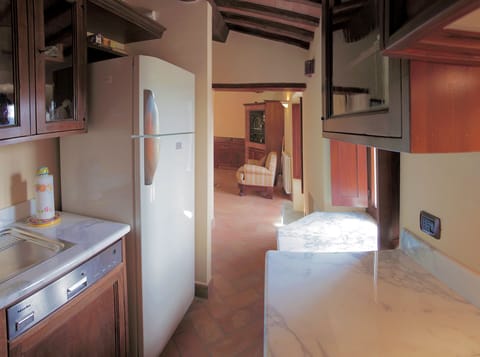 A view from the kitchen to the living room.