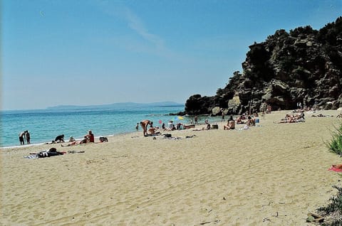 Beach nearby, sun loungers