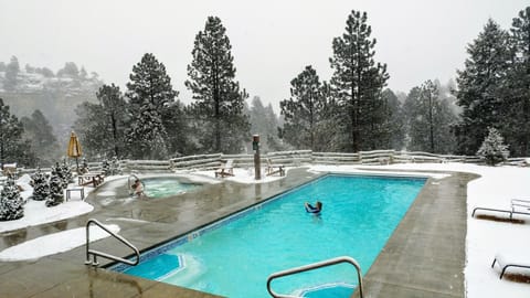 Heated outdoor pool and hot tub.