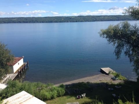 View of Cayuga Lake and Twin Pines lakefront  from the cottage's deck.