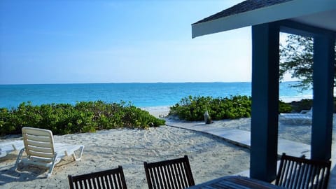 On the beach, sun loungers, beach towels