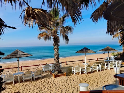 Beach nearby, sun loungers