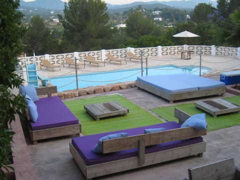 Outdoor pool, sun loungers