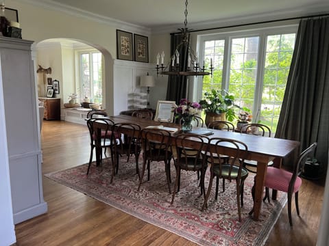 Dining room opens to kitchen and seats 12