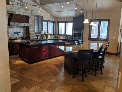 kitchen with prep island and sitting island