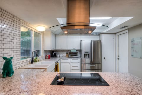 The kitchen has everything you need to prepare a meal but the food!