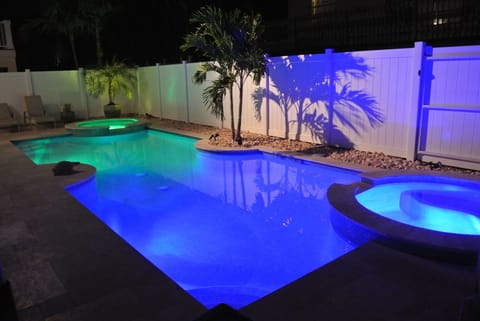 LED lighting makes the pool so beautiful at night