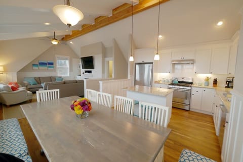 Spacious kitchen, dining, living room open floor plan