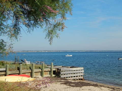 On the beach, sun loungers, beach towels