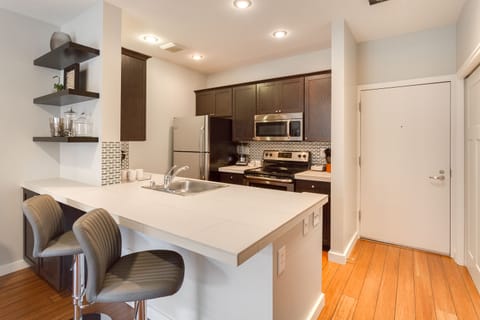 Fully equipped kitchen with pantry staples included.