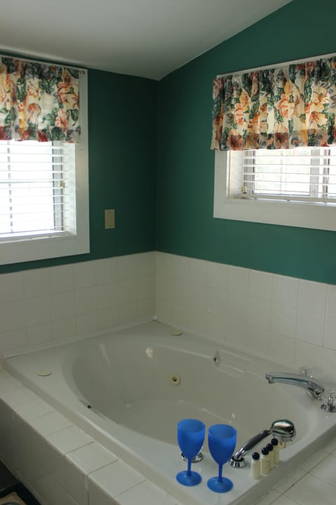 Combined shower/tub, jetted tub, hair dryer, towels