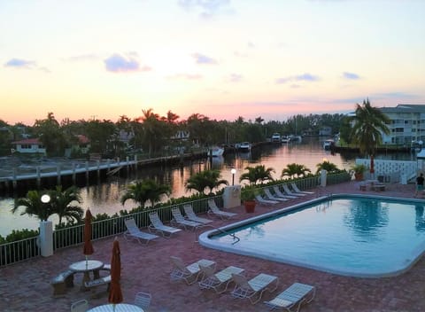Beautiful sunsets... Crystal blue pool is never crowded.