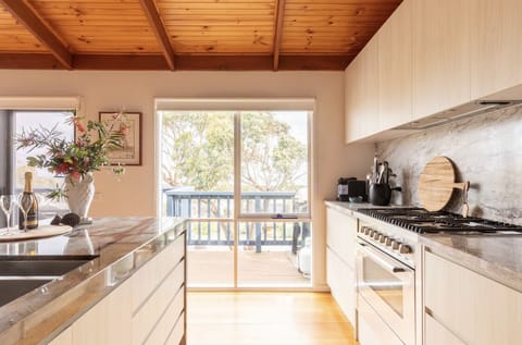 Cook's kitchen with ocean view