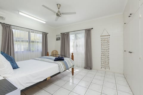 Air-conditioned main bedroom with lots of storage for longer stays