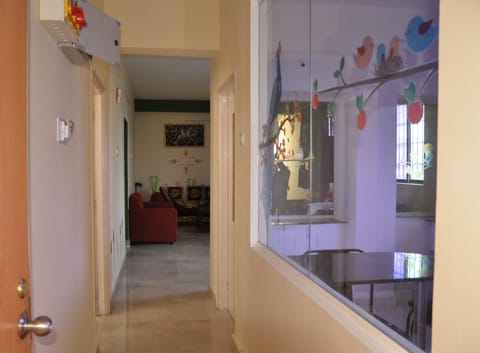 A view when entering the apartment. On the right is the kitchen.