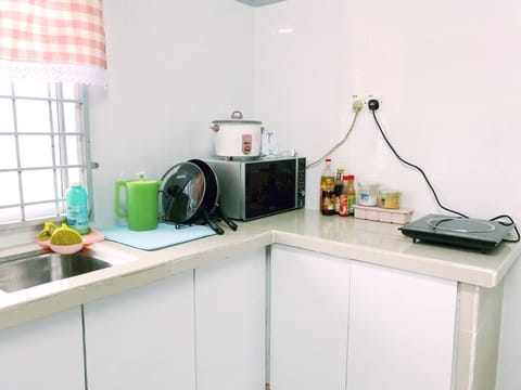 Fridge, microwave, dishwasher, electric kettle