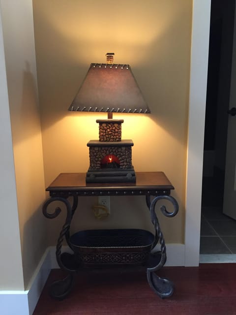 Fireplace lamp in hallway