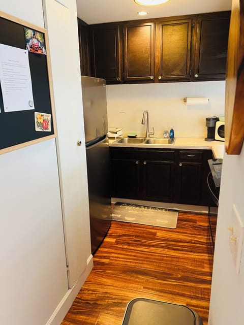 Full kitchen with pots, pans, utensils, microwave, kuerig. Just about everything