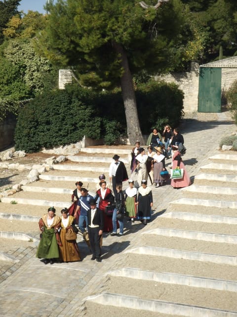 Festival dress parade seen from the terrace, one never know what one will see...