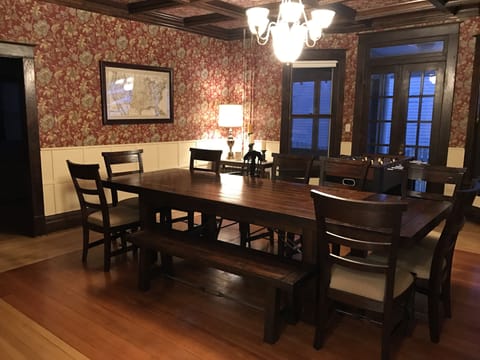 Dining room - table with bench and chairs seats 12 comfortably