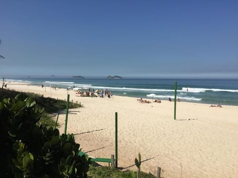 On the beach, sun loungers