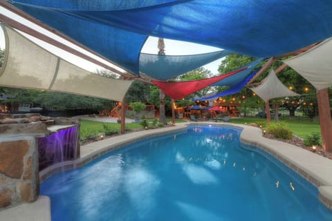 Swimming pool & Cantina lights at dusk