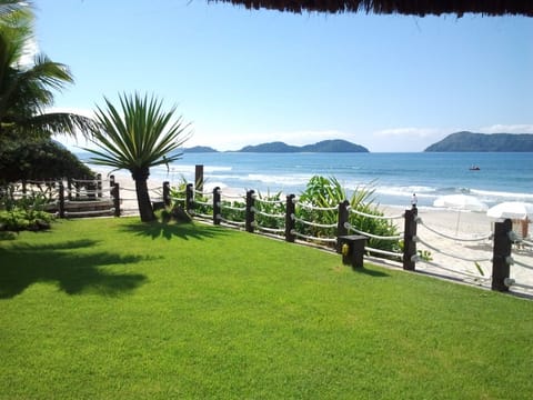 On the beach, sun loungers