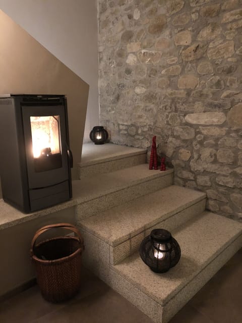 Candles and the burner  by the stairway. 