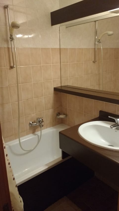 Combined shower/tub, hair dryer