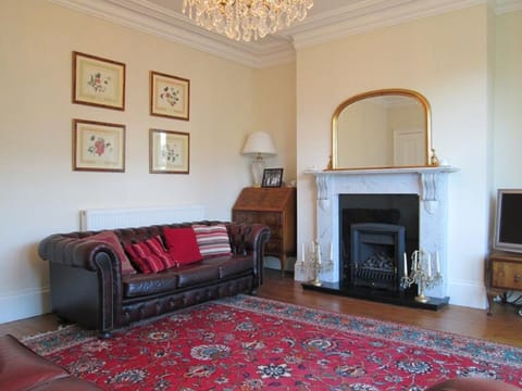 Front room with feature fire place