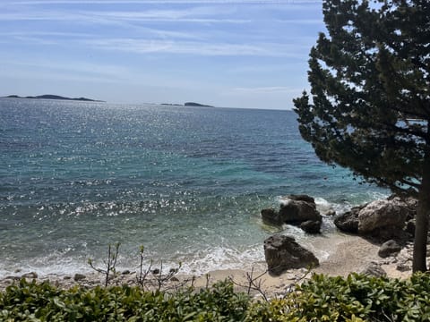 Beach nearby, sun loungers