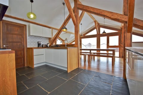 Looking onto the kitchen and dining area.