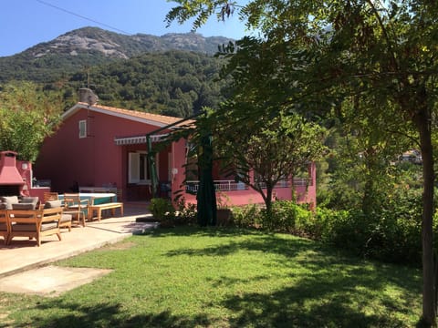 Front portico, BBQ terrace and lawn