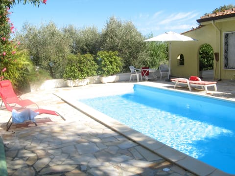 Outdoor pool, sun loungers