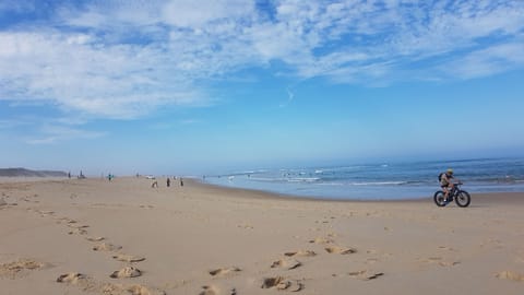 Beach nearby, sun loungers