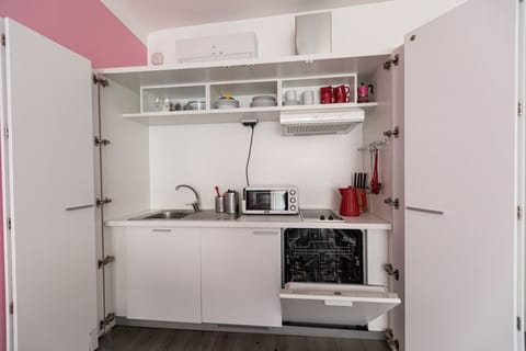 Fridge, oven, dishwasher, coffee/tea maker