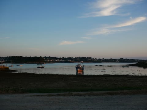 On the beach, sun loungers